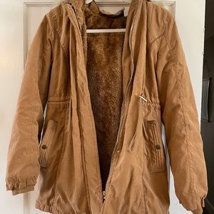 Fur lined coat